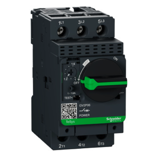 Guardamotor Termomagnético TeSys GV2 AC-3 1-1.6A 100KA 3P3D Manija Rotativa GV2P06