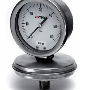 Manómetro de membrana 0-60 mBar Dial DN100 4" Conexión 1/2" NPT