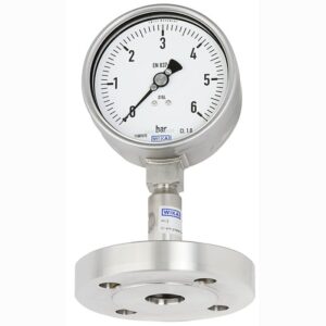 Manometro 232.50.100 0-60 psi y bar conexión inferior, con separador de diafragma 990.27 DN50 ASME 300 lbs RF
