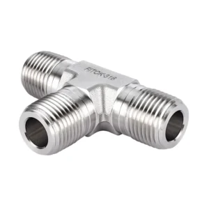 Racor para tubería FITOK serie 6, te macho, NPT macho de 1/4" SS316